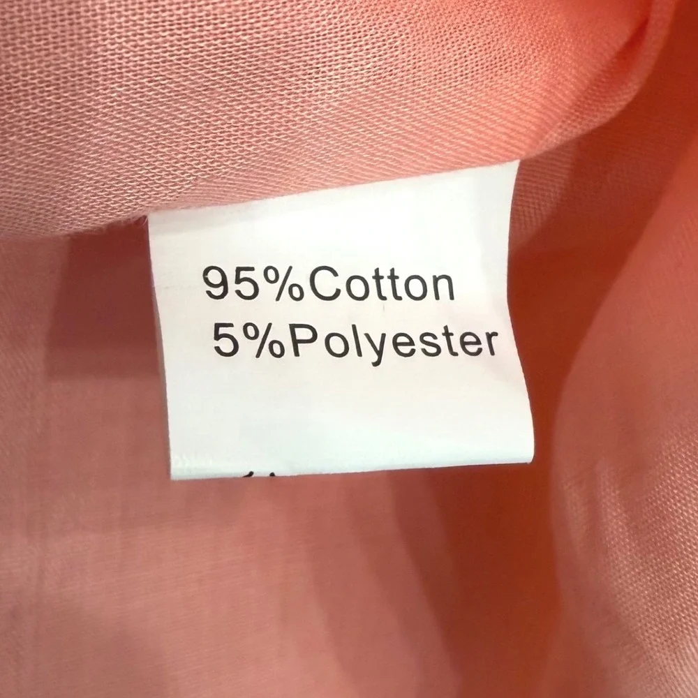 Aox Women Peach Orange Geometric Mini Dress Long Sleeve Pleated Bib Size M NWOT - Picture 8 of 11